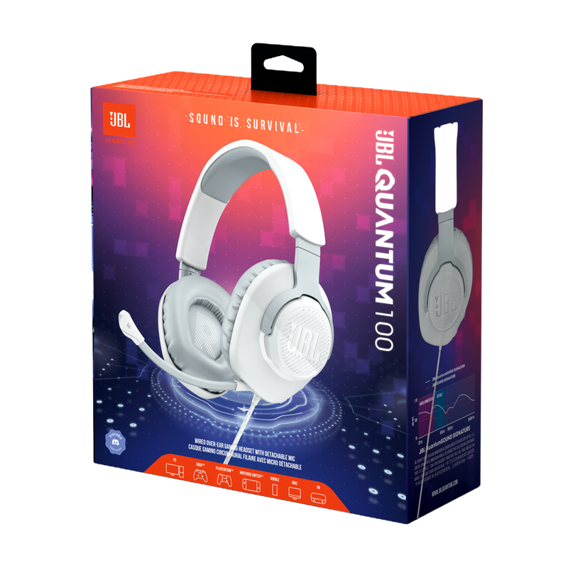 JBL Quantum 100 - White - Wired over-ear gaming headset with flip-up mic - Detailshot 15 image number null